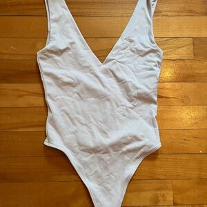 White V-Neck Bodysuit Babaton